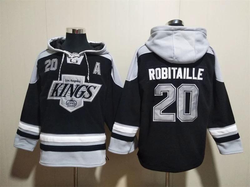 Los Angeles Kings #20 Luc Robitaille Pullover Hoodie Black by Hoodie Pullover
