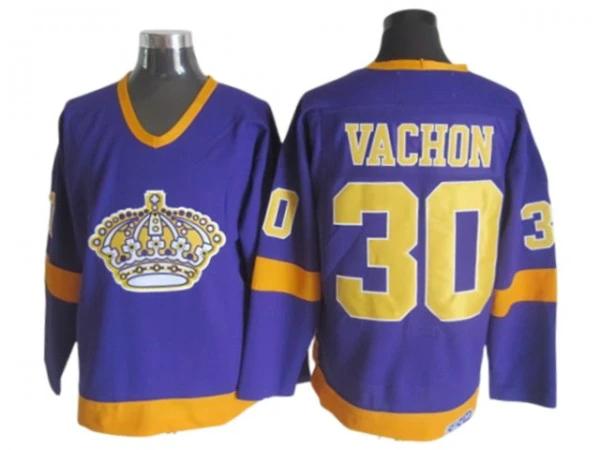 Los Angeles Kings #30 Rogie Vachon 1970 Vintage CCM Jersey - Purple by Hockey David