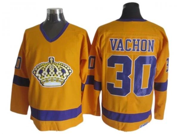 Los Angeles Kings #30 Rogie Vachon 1970 Vintage CCM Jersey - Yellow by Hockey David