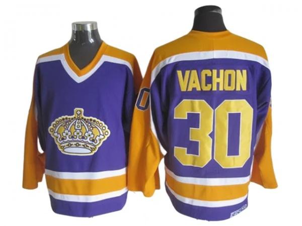 Los Angeles Kings #30 Rogie Vachon 1980 Vintage CCM Jersey - Purple by Hockey David