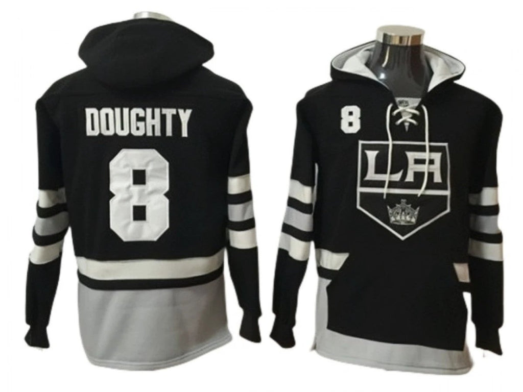 Los Angeles Kings #8 Drew Doughty Black One Front Pocket Pullover Hoodie by Hoodie Pullover