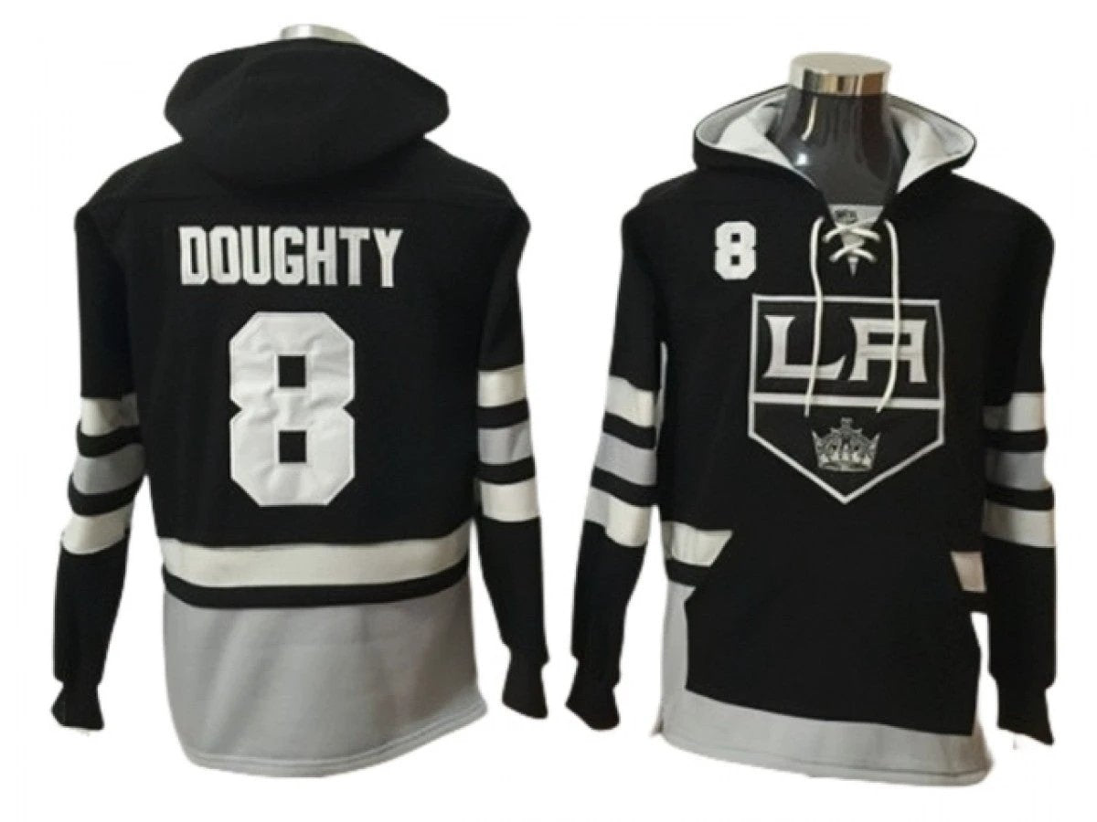 Los Angeles Kings #8 Drew Doughty Black One Front Pocket Pullover Hoodie by Hoodie Pullover
