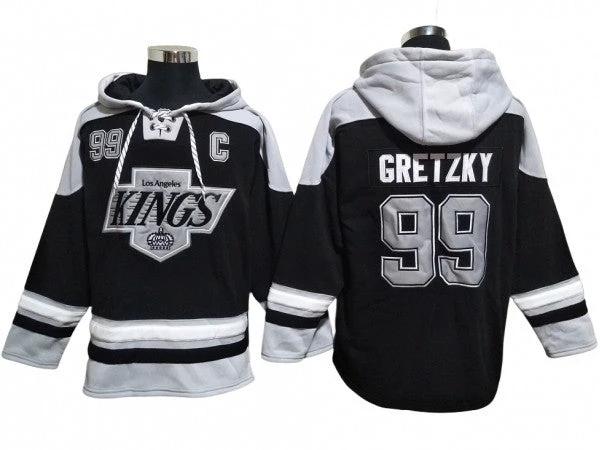 Los Angeles Kings #99 Wayne Gretzky Black Pullover Hoodie by Hockey David