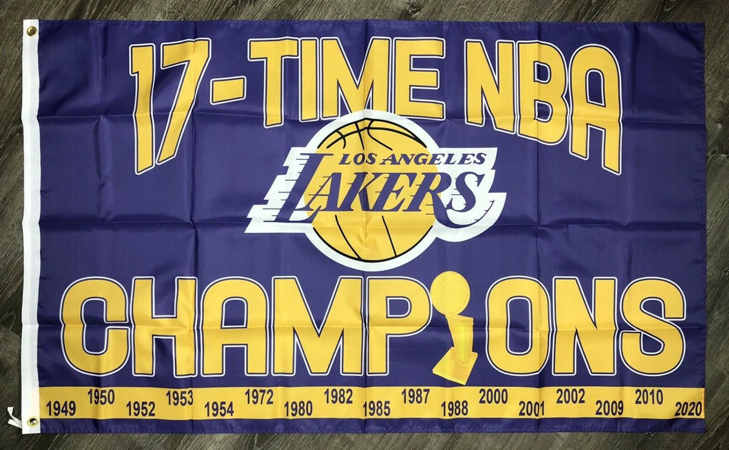 Los Angeles Lakers Flag 3x5 ft Purple Banner Championship Years Man-Cave New by flagsjustdoit
