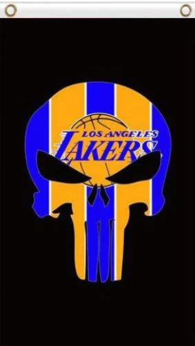 Los Angeles Lakers Skull Flag 3X5Ft Polyester Banner USA Digital Print by flagsjustdoit