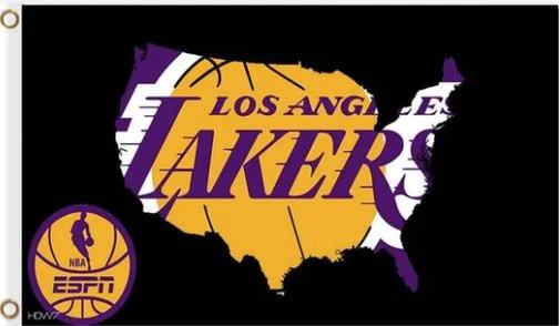 Los Angeles Lakers Team Black Flag 3X5Ft Polyester Banner USA Digital Print by flagsjustdoit