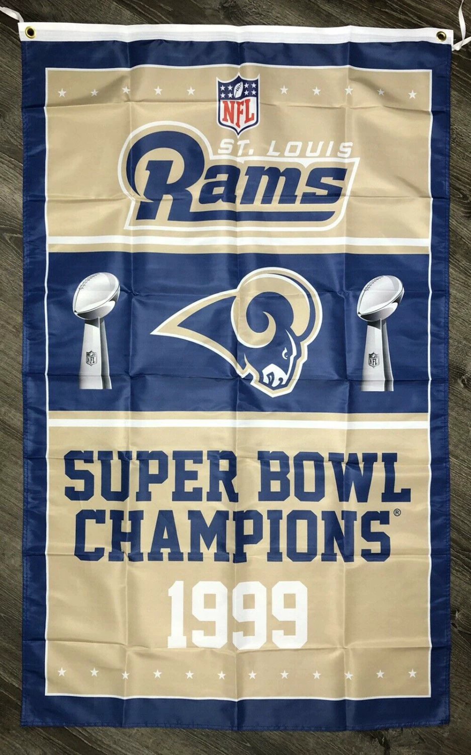 Los Angeles Rams Vertical Super Bowl Championship Flag 3x5 Sports Banner Man-Cave by flagsjustdoit