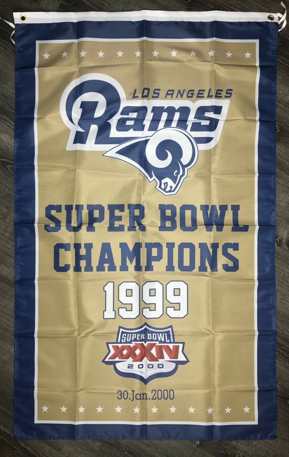 Los Angeles Rams Vertical Super Bowl Championship Flag 3x5 ft Sports Banner Man-Cave by flagsjustdoit
