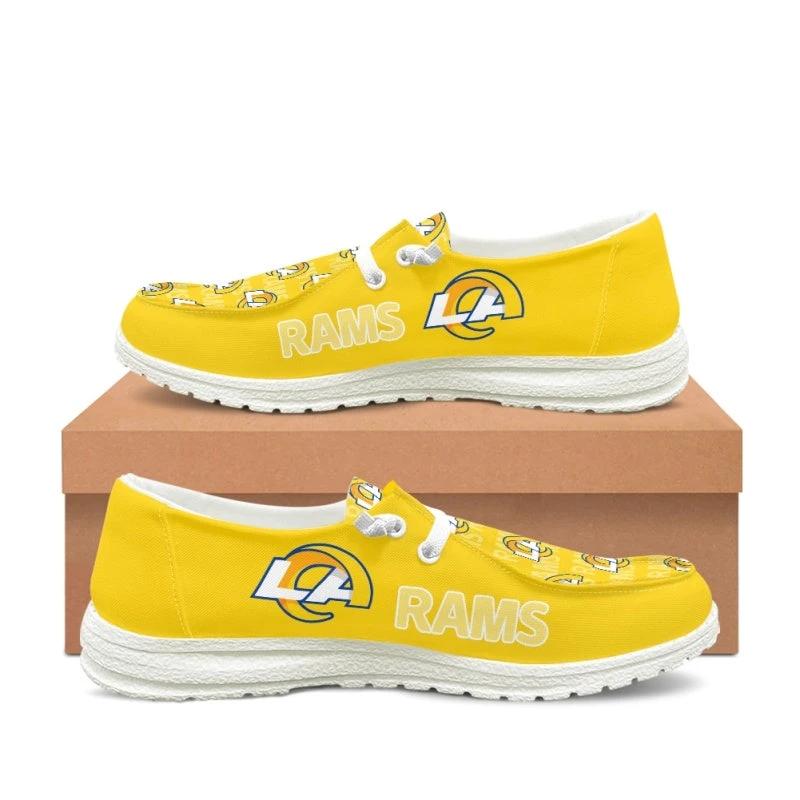 Los Angeles Rams Yellow Team Name Logo Canvas Sneaker Shoes For Men Women Fans by Crocs