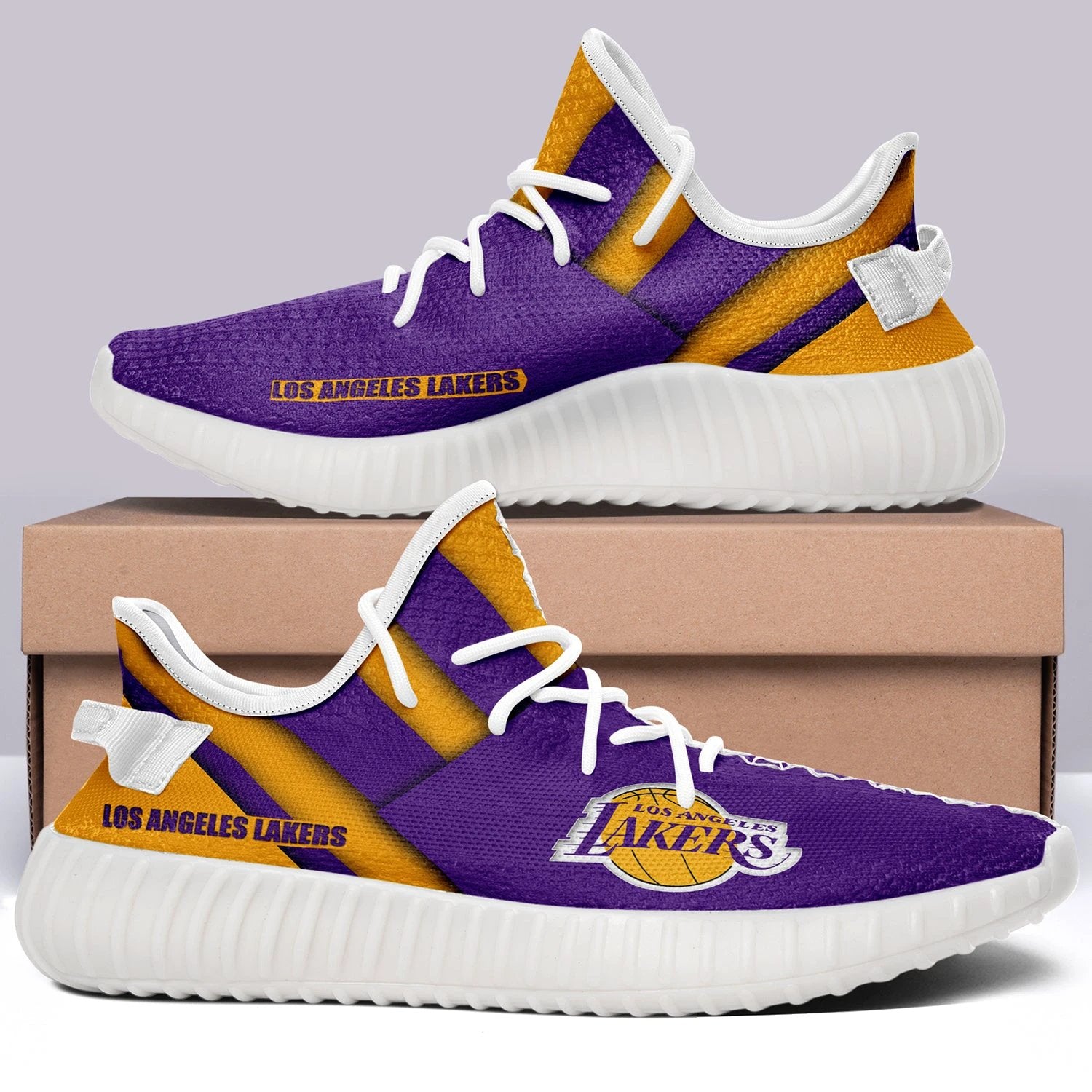 Los Angeles Lakers V8 NBA 350v Yeezy Sneakers For Men Women Fans by Crocs