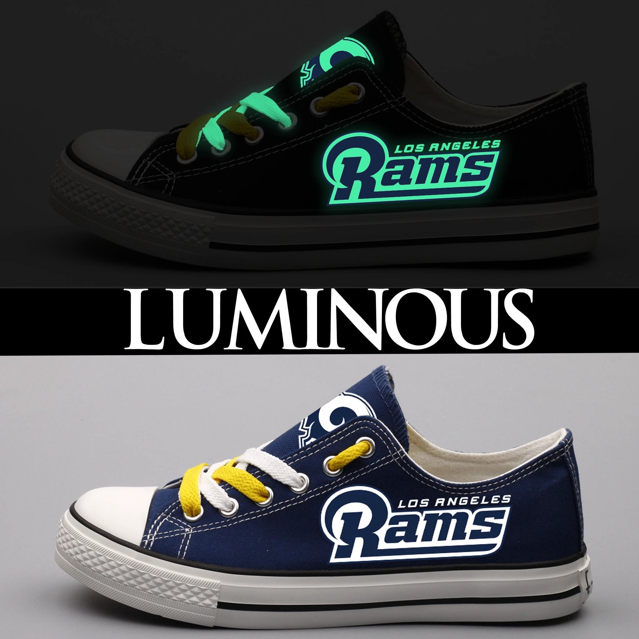 Los Angeles Rams Low Top Canvas Sport Sneakers Shoes For Men Women Fans by Crocs