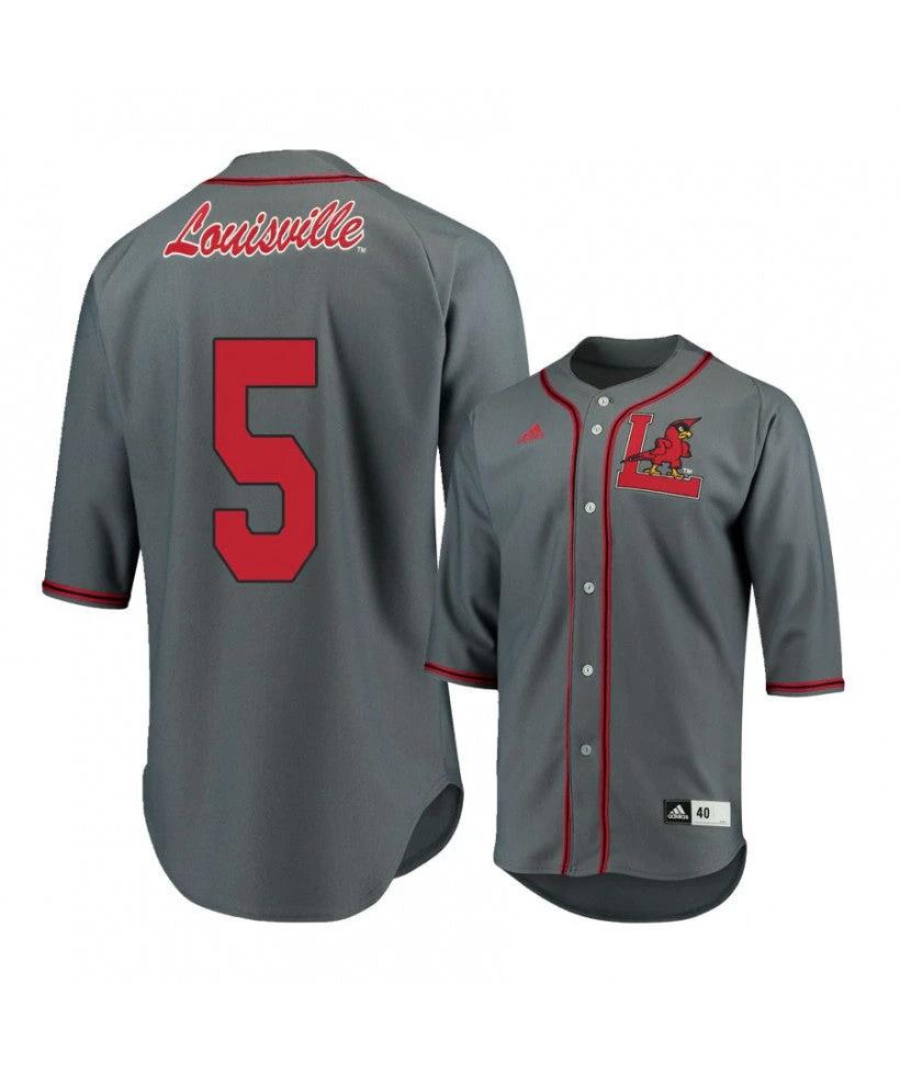 Louisville Cardinals 5 Levi Usher Gray Baseball Jersey by My Store