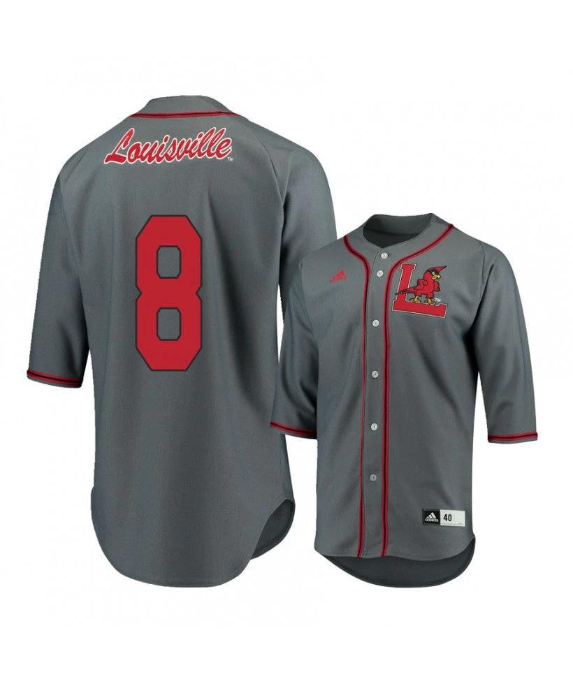 Louisville Cardinals 8 Luke Brown Gray Baseball Jersey by My Store