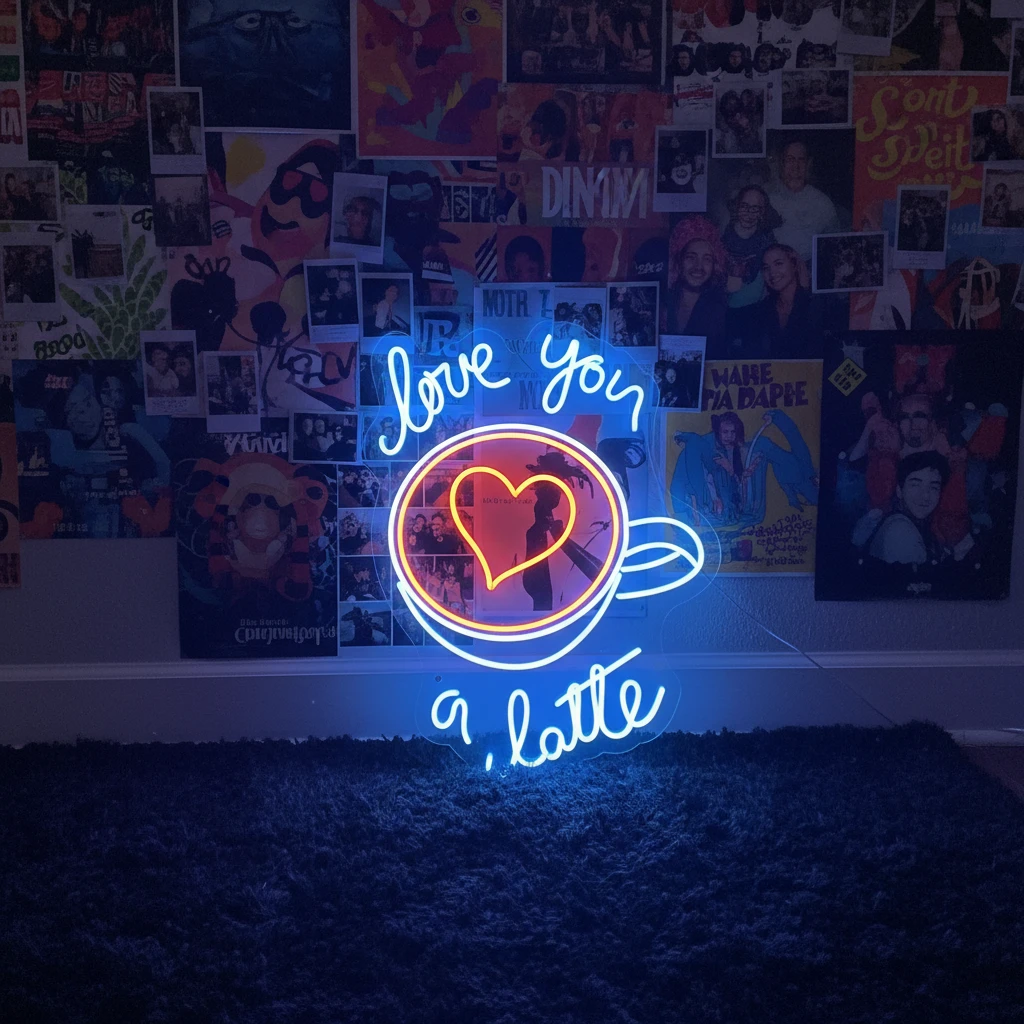 Love You A Latte Neon Sign Coffee Bar Decor Sign by Neonchics