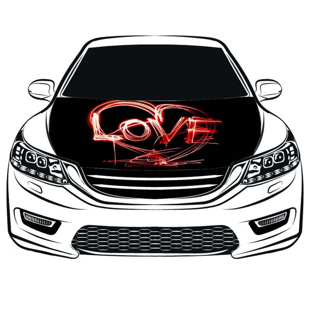 Black Love Car Hood Cover Flag ,Engine Flag,3.3X5ft/6X7FT,100% Polyester Elastic Fabrics Can be Washed Suitable for SUV and Pickup Trucks by flagsshop