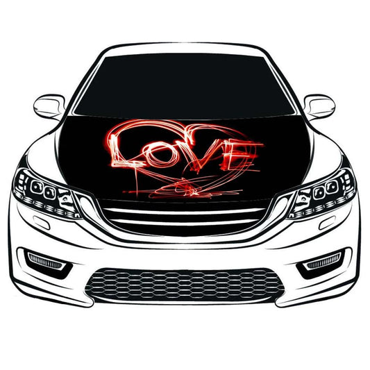 Black Love Car Hood Cover Flag ,Engine Flag,3.3X5ft/6X7FT,100% Polyester Elastic Fabrics Can be Washed Suitable for SUV and Pickup Trucks by flagsshop