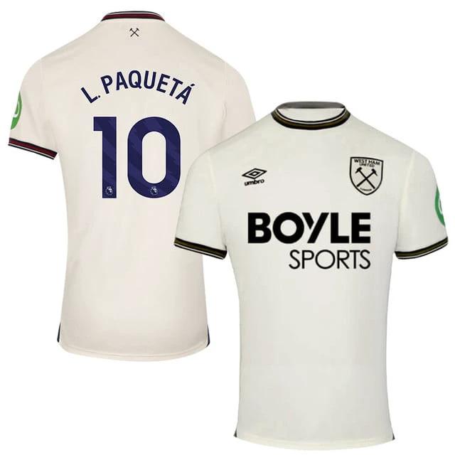 Lucas Paqueta #10 West Ham United 2025-26 Away Match Jersey – Cream by Soccer Jersey