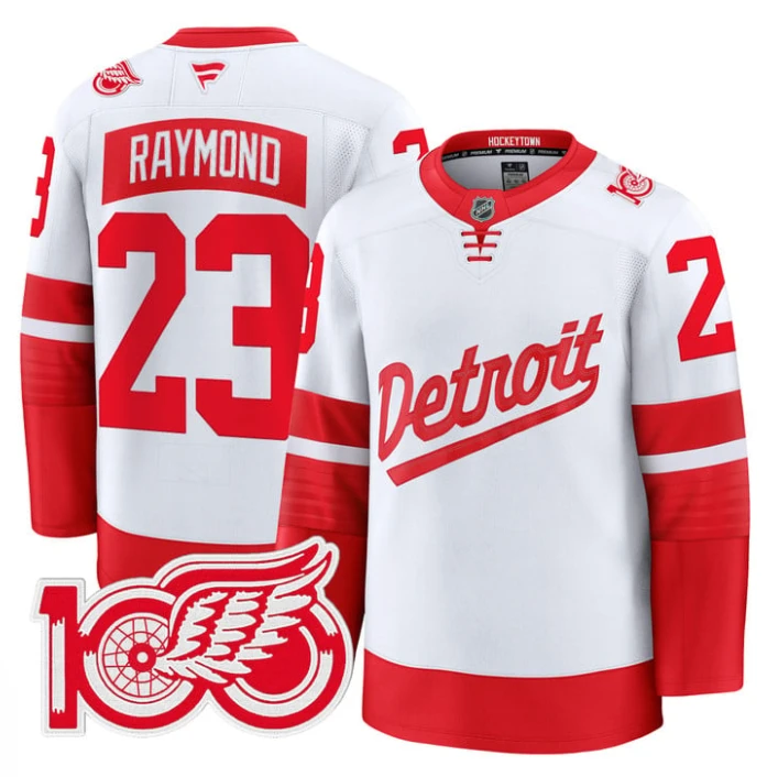 Lucas Raymond Jersey #23 Detroit Red Wings 100th Anniversary Stitched Stadium by Hockey David
