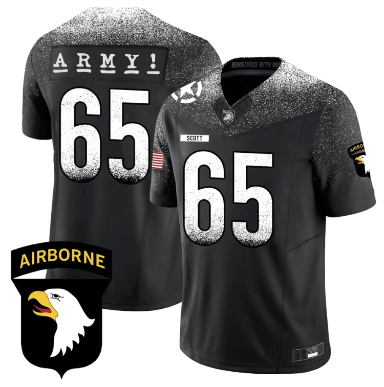 Lucas Scott Jersey #65 Army Black Knights 101st Airborne Division Honoring Black by My Store