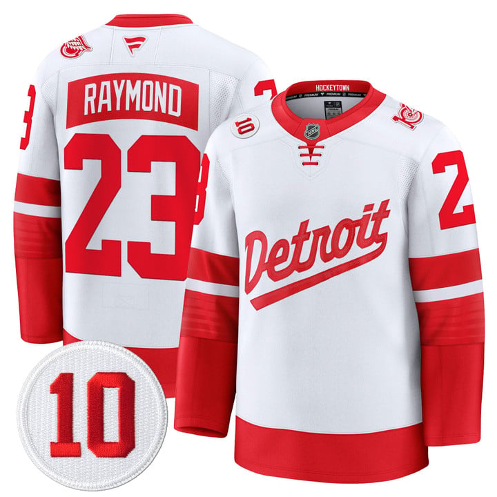 Lucas Raymond Jersey #23 Detroit Red Wings #10 Alex Delvecchio Honoring Stitched by Hockey David