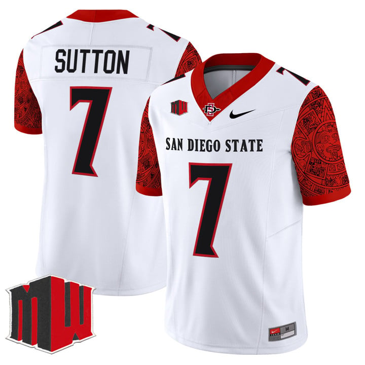 Lucky Sutton Jersey #7 San Diego State Aztecs 2025 Limited Stitched White by NCAA Football Jersey