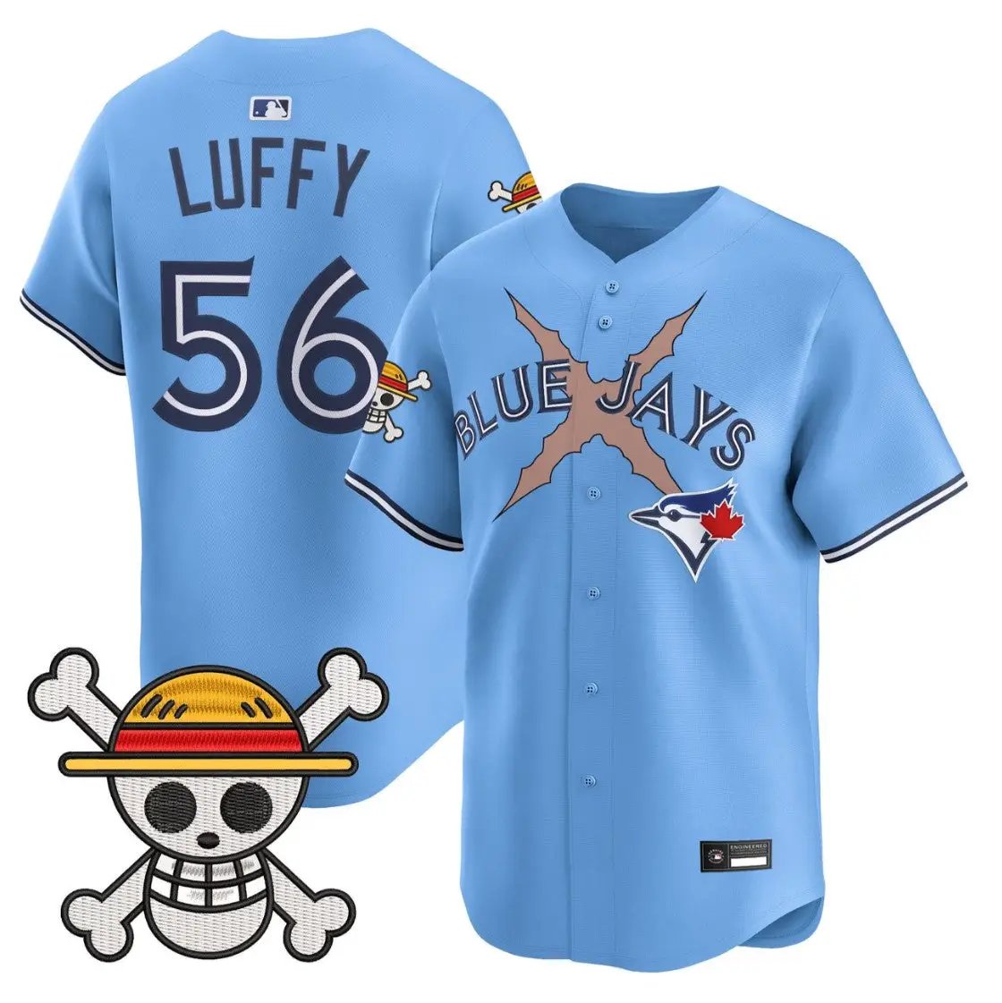 Luffy Jersey #56 Blue Jays One Piece Vapor Premier Limited Stitched by My Store
