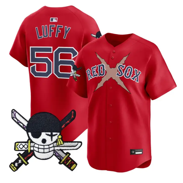 Luffy Jersey #56 Boston Red Sox One Piece Zoro Patch Premier Stitched by My Store