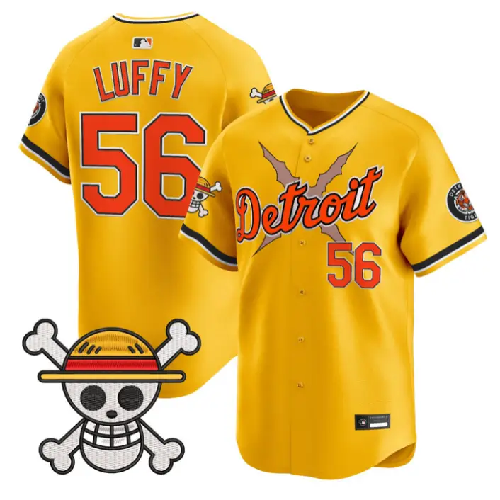 Luffy Jersey #56 Detroit Tigers One Piece Vapor Premier Limited Stitched by My Store