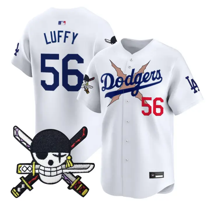 Luffy Jersey #56 Dodgers One Piece Zoro Patch Premier Stitched by My Store