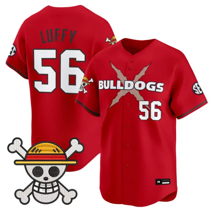 Luffy Jersey #56 Georgia Bulldogs Baseball One Piece Premier Limited by My Store