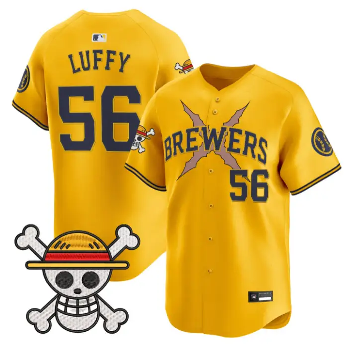 Luffy Jersey #56 Milwaukee Brewers One Piece Vapor Premier Stitched by My Store