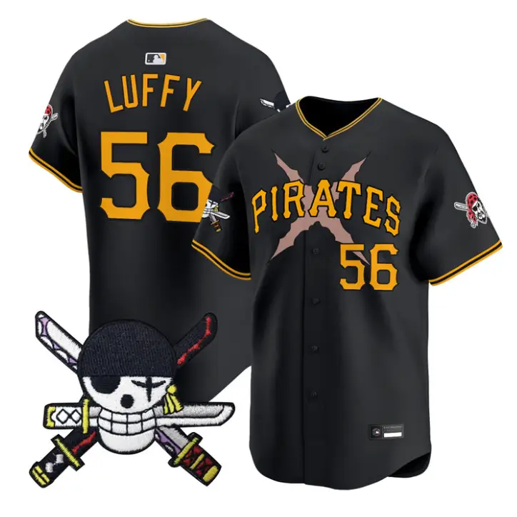 Luffy Jersey #56 Pittsburgh Pirates One Piece Zoro Patch Premier Stitched by My Store