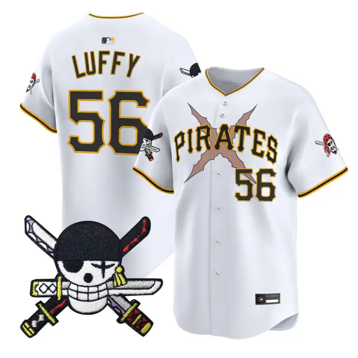 Luffy Jersey #56 Pittsburgh Pirates One Piece Zoro Patch Premier Stitched by My Store