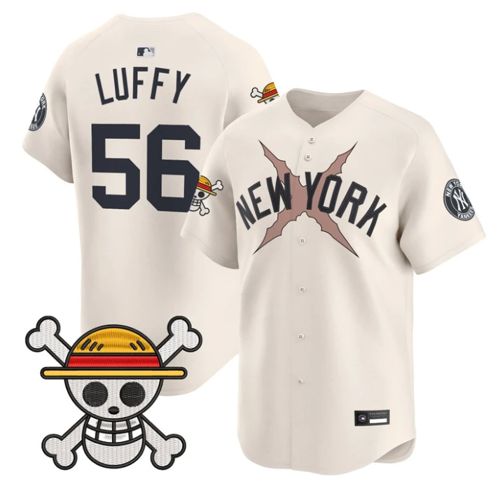 Luffy Jersey #56 Yankees One Piece Vapor Premier Limited Stitched by My Store