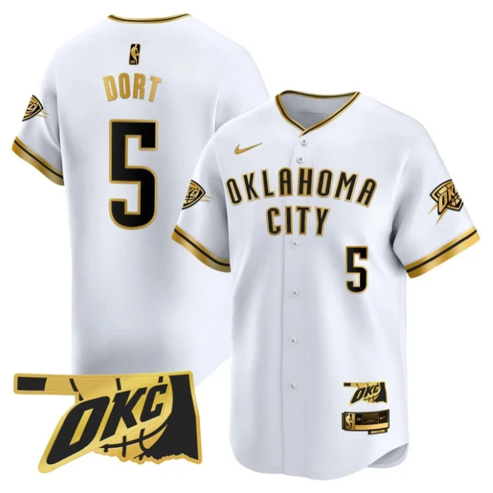 Luguentz Dort Jersey #5 Oklahoma City Thunder Vapor Baseball Stitched White Gold by My Store