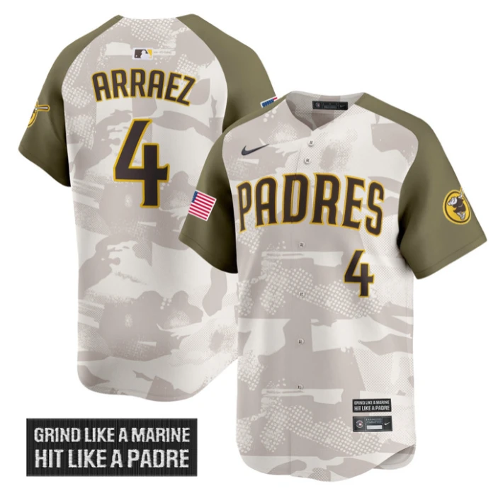 Luis Arraez Jersey #4 San Diego Padres 2025 Armed Forces Day Vapor Stitched Alternate by My Store
