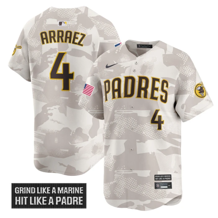Luis Arraez Jersey #4 San Diego Padres 2025 Armed Forces Day Vapor Stitched Camo by My Store