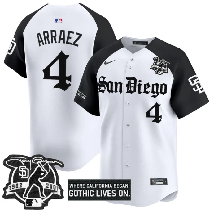 Luis Arraez Jersey #4 San Diego Padres Gothic Edition Vapor Limited Stitched Alternate by My Store
