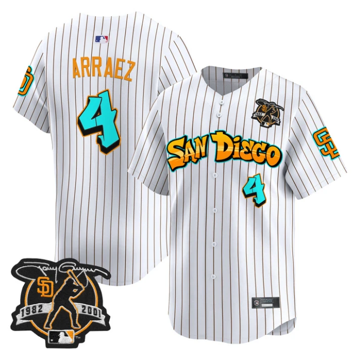 Luis Arraez Jersey #4 San Diego Padres Graffiti Barrio Edition Stitched Stripes by My Store