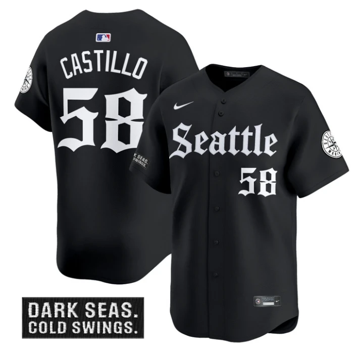 Luis Castillo Jersey #58 Seattle Mariners Deep Sea Gothic Edition Limited Stitched Black by My Store