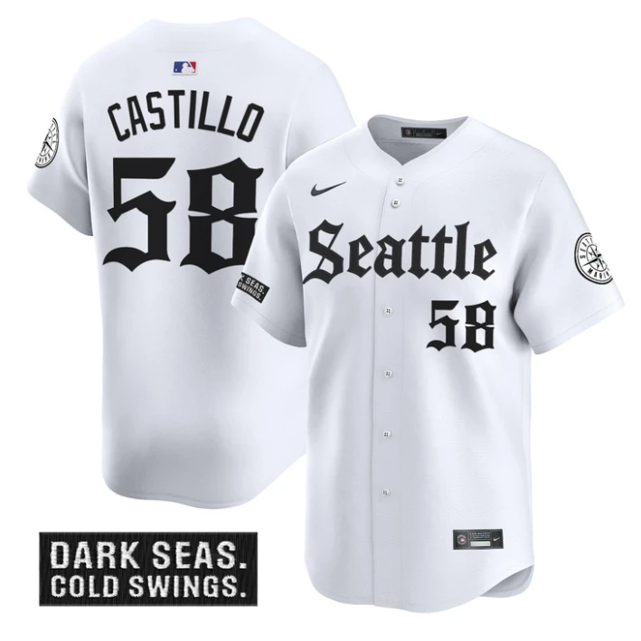 Luis Castillo Jersey #58 Seattle Mariners Deep Sea Gothic Edition Limited Stitched White by My Store