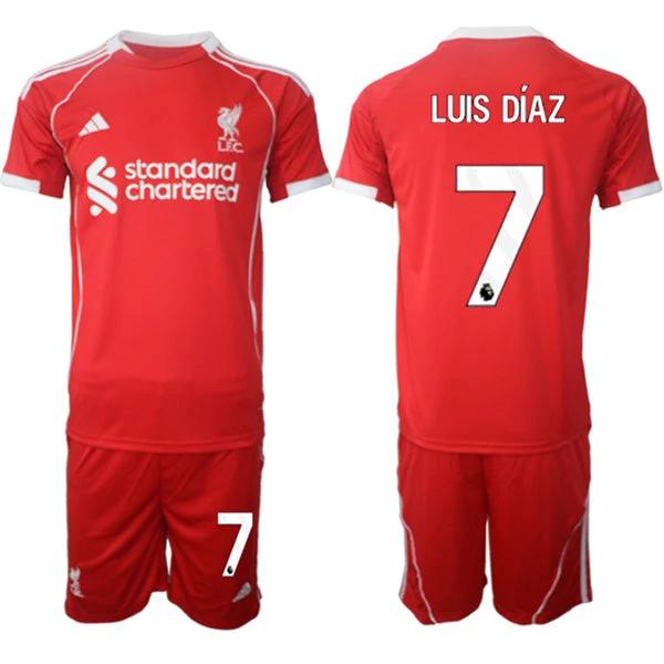 Luis Díaz Jersey #7 Liverpool Red Home 2025 Soccer Suit by Soccer Jersey