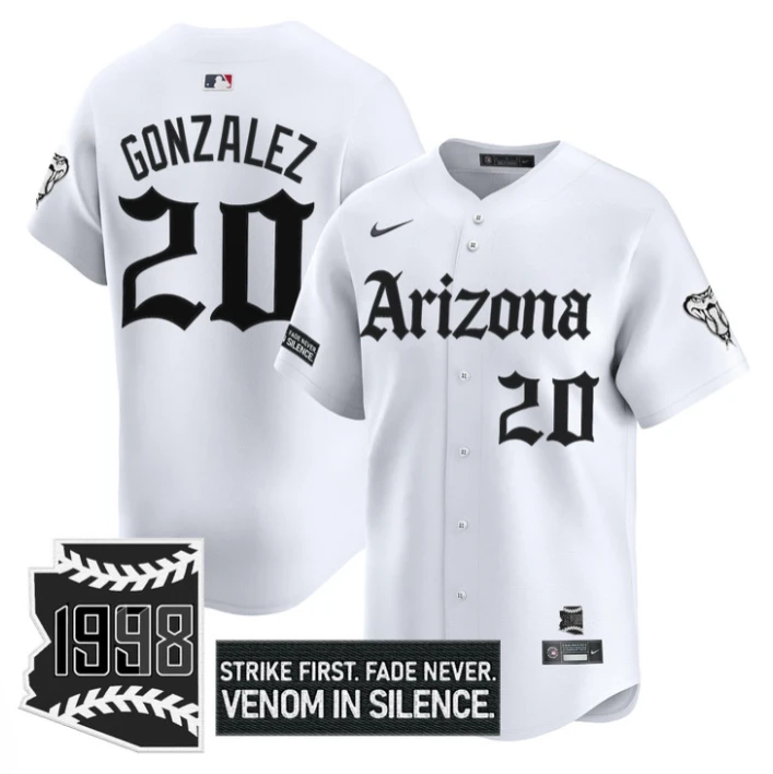 Luis Gonzalez Jersey #20 Arizona Diamondbacks Gothic Desert Fang Edition White by My Store