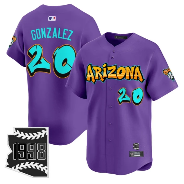 Luis Gonzalez Jersey #20 Arizona Diamondbacks Graffiti Desert Ink Edition Purple by My Store