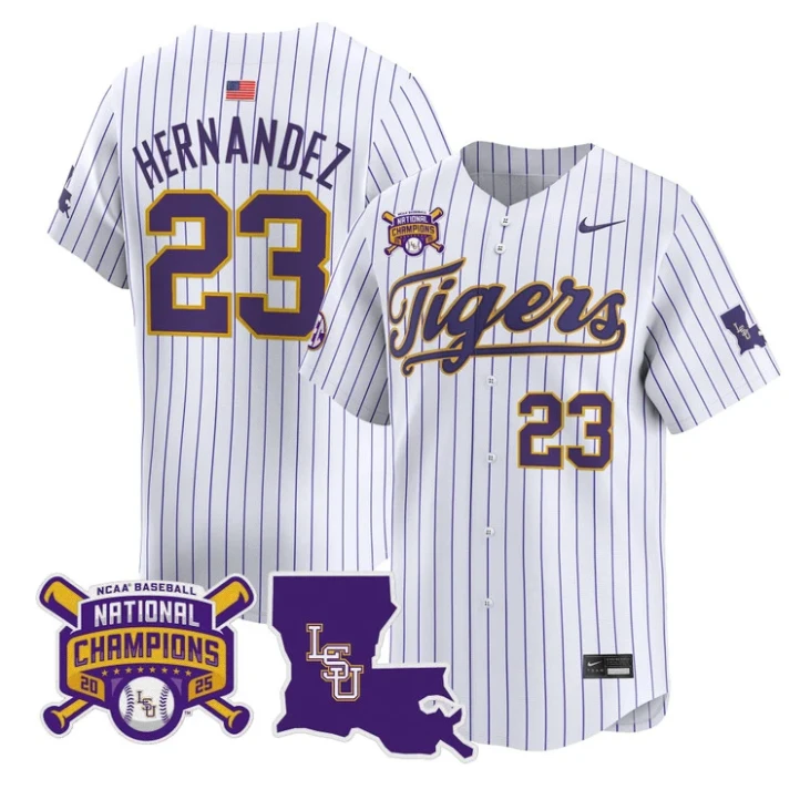 Luis Hernandez Jersey #23 LSU Tigers 2025 World Series Champions Stitched Stripes by My Store