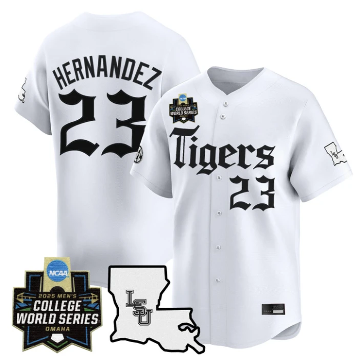 Luis Hernandez Jersey #23 LSU Tigers 2025 World Series Gothic Geaux Edition White by My Store