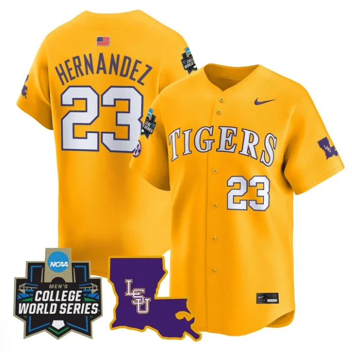Luis Hernandez Jersey #23 LSU Tigers 2025 World Series Stitched Gold by My Store