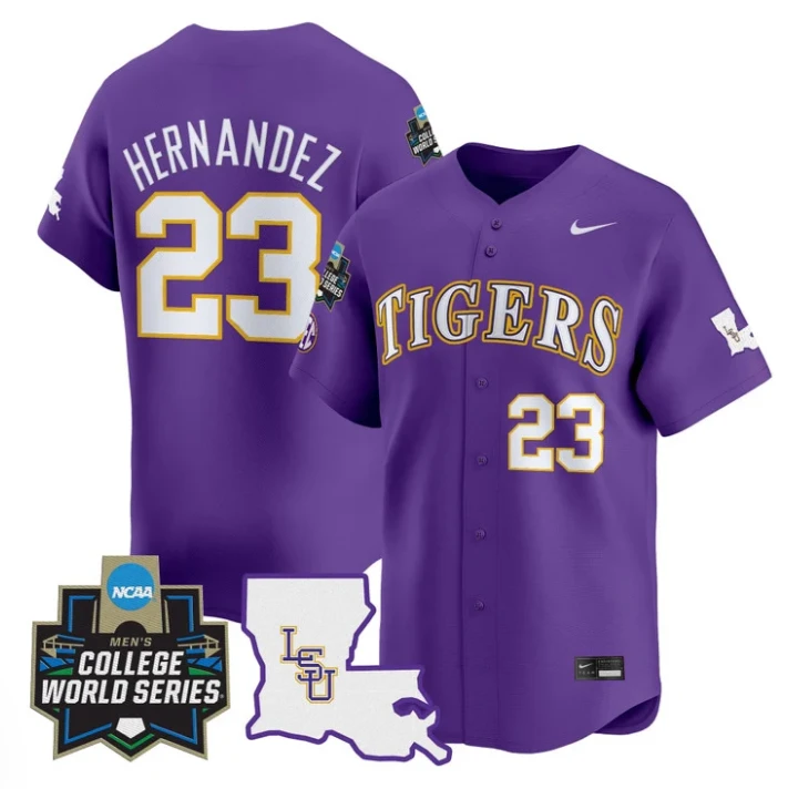 Luis Hernandez Jersey #23 LSU Tigers 2025 World Series Stitched Purple by My Store