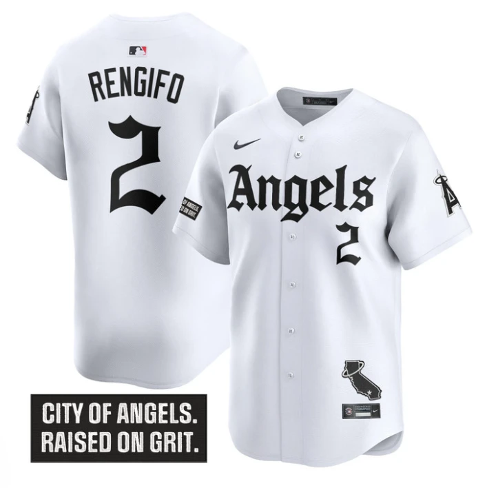 Luis Rengifo Jersey #2 Los Angeles Angels Gothic Halo Edition Stitched White by My Store