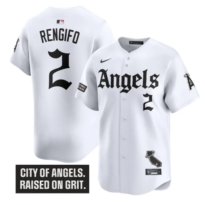 Luis Rengifo Jersey #2 Los Angeles Angels Gothic Halo Edition Stitched White by My Store